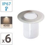 Kit de 6 spots encastrables ext�rieur - xanlite - led - blanc neutre - gris - ip67