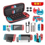Accessoires nintendo switch - kit 10 en 1 - sac de rangement - chargeur - protection cran - support ...