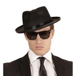 Kit accessoires blues brother - widmann - adulte noir - chapeau de gangster - lunettes noires - costume ...