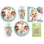 Kit anniversaire enfants (cde 6) - cocomelon - 16 gobelets - 16 assiettes - 20 serviettes + 10 bougies ...