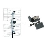Kit antenne panneau uhf extérieure tnt hd + préampli etanche uhf réglable 1 entrée 1 sortie + alimentation ... Kit antenne panneau uhf extérieure tnt hd + préampli etanche uhf réglable 1 entrée 1 sortie + alimentation ...
