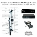 Kit antenne panneau uhf - optex - préampli uhf réglable - décodeur tnt hd - câble coax 10m Kit antenne panneau uhf - optex - préampli uhf réglable - décodeur tnt hd - câble coax 10m