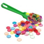 Kit baton magnetique loto vert et 100 pions multicolore aimantes - ramasse jetons - jeu bingo - set accessoire ...