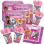 Kit anniversaire enfants - pat patrouille - rose - 52 pices - 16 assiettes - 16 gobelets