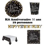 Kit ( cde 7 ) de d�coration - anniversaire 50 ans - 16 assiettes - 16 gobelets - 16 serviettes