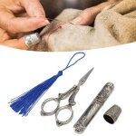 Kit de ciseaux à broderie avec étui à aiguilles dé en argent européen vintage parfait pour la couture ... Kit de ciseaux à broderie avec étui à aiguilles dé en argent européen vintage parfait pour la couture ...