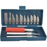 Kit cutter de pr�cision 13 pi�ces avec boite de rangement aimant�e (inclus 3 cutters + 10 lames de rechange) ...