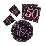 Kit de d�coration - mgs33 - anniversaire 50 ans - rose - 16 personnes - �l�gance chic