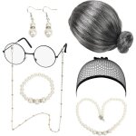 Kit de dguisement grand - mre - kakoo - perruque de vieille dame avec accessoires