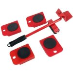 Kit dmnagement meubles - non spcifi - 1 levier + 4 patins - charge 150 kg - rouge - pivotants