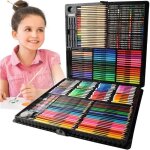 Kit de dessin peinture geant xxl 288 pieces dans une valise