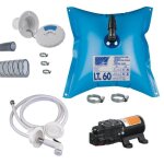 Kit douche - naveo - rservoir souple 60 l - groupe eau 5 l / min - extrieur - bleu