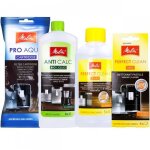 Kit dentretien de la machine melitta : filtre � eau / d�tartrant 250 ml / nettoyant circuit du lait / ...