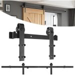 Kit de ferrures de porte coulissante - uisebrt - 200 cm - noir - rail de suspension