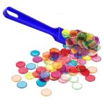 Kit loto baton ramasse jetons magnetique bleu et 100 pions transparents aimantes - accessoires bingo ...