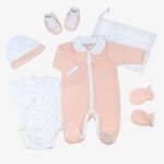 Trousseau de naissance - marque - kit naissance - rose - velours - fille