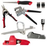 Kit outil plaquiste - 7 pices - scie - porte - embouts - cisaille - pince  sertir - lve - cloison ...