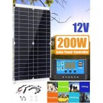 Kit de panneau solaire 200w 12v + contr�leur de charge solaire 40apour camping - car camper van bateauxpanneau ...
