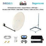 Kit parabole 65 cm acier + support balcon + lnb single + décodeur ds81 tntsat + câble hdmi + pointeur ... Kit parabole 65 cm acier + support balcon + lnb single + décodeur ds81 tntsat + câble hdmi + pointeur ...