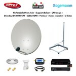 Kit parabole 80cm acier + support balcon + lnb single + décodeur ds81 tntsat + câble hdmi + pointeur ... Kit parabole 80cm acier + support balcon + lnb single + décodeur ds81 tntsat + câble hdmi + pointeur ...