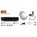 Kit parabole tdt sat - hd4k - r�ception cha�nes portugaises - antenne 80 cm - meo box hd - gris