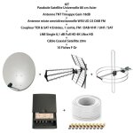 Kit parabole sat 80cm - optex - antenne tnt 18db - antenne dab fm - cble coax 20m