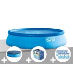 Kit piscine autoport�e intex easy set 396 x 084 m + b�che de protection + b�che � bulles + 6 cartouches ...