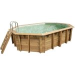 Kit piscine hors sol en bois ubbink - maldives - 490 x 300 x 120 cm - ovale (filtre � sable �chelle int�rieure ...