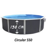 Kit piscine hors sol ronde toi 550x132 anthracite magnum - filtre  sable 6m3 - h et skimmer - liner ...
