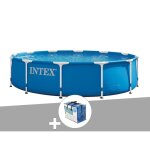 Kit piscine tubulaire intex metal frame ronde 366 x 076 m + b�che � bulles