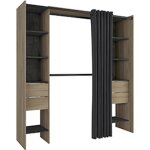 Kit placard extensible coloris chene kronberg - sidewalk + rideau noir - l115 - 190 x p50 x h203 cm