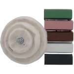 Kit de polissage - scid - perceuse - 3 brosses en coton - 5 ptes  polir - traitement toutes surfaces ...