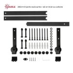 Kit porte coulissante huole 300cm - acier au carbone - boucle prune - rail int�gr� - noir