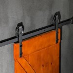 Kit de rail pour porte coulissante - huole - 183cm - noir - en bois - coulissante � gauche