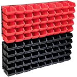 Kit de rangement - vidaxl - 96 bacs - rouge / noir - plastique - charge 2 kg par bote