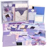 Kit de scrapbooking de 155pcs violet esthtique journal scrapbook avec a6 grille carnet diy cadeau pour ...