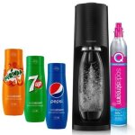 Saturateur eau gazeuse - sodastream - terra black - 2 bouteilles 1l - 3 sirops pepsi mirinda 7up