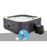 Kit spa gonflable intex purespa ardoise carr� bulles 6 places + aspirateur