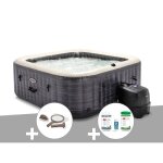 Kit spa gonflable intex purespa ardoise carr� bulles 6 places + kit dentretien + kit de traitement brome ...