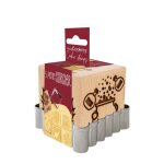 Kit tampon � biscuits - scrapcooking - bois - 5 faces - motif sorcier - avec d�coupoir inox