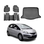 Kit tapis de sol et coffre pour honda jazz fit 2008 - 2015 en caoutchouc tpe noir Kit tapis de sol et coffre pour honda jazz fit 2008 - 2015 en caoutchouc tpe noir