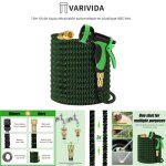 Kit de tuyau rtractable automatique - varivida - 15m - vert - arrosage de jardin - plastique abs