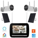 Kit de vidosurveillance kyf : cran 7? enregistreur + 2 camras solaires rechargeables ultra hd 4mp ...