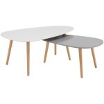 Kivi lot de 2 tables basses gigognes scandinave blanc laqu et gris mat - l 98 x l 61 et l 88 x l 48 ...