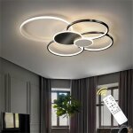 Delipop plafonnier led ? blanc & noir ? 72w ? tlcommande ? 80 cm ? 6 anneaux