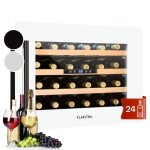 Cave  vin encastrable 57l - klarstein - zone unique - 24 bouteilles - blanc