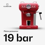 Machine à expresso - klarstein - espressionata evo - 950 w - 12 l - design rétro rouge Machine à expresso - klarstein - espressionata evo - 950 w - 12 l - design rétro rouge