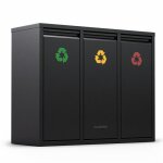 Klarstein poubelle de cuisine 45 l 3 bacs recyclage installation poubelle de tri murale métal noir Klarstein poubelle de cuisine 45 l 3 bacs recyclage installation poubelle de tri murale métal noir
