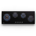 Table de cuisson  gaz klarstein goldflame 4 slim - noir - 4 brleurs - encastrable - 8600w