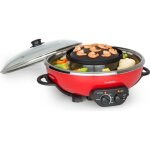 Klarstein tafelrunde - appareil de cuisson 2 - en - 1 hot pot 5l & plaque de grill � 22cm 1350w - rouge ...